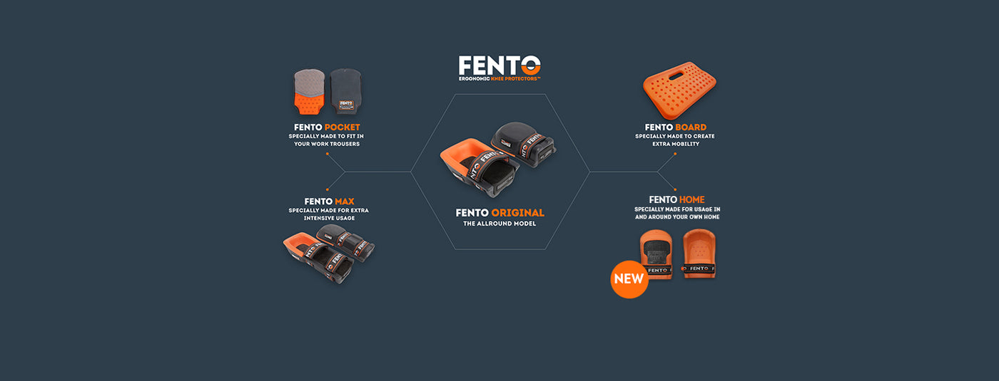Matrix diagram of different Fento kneepad collections